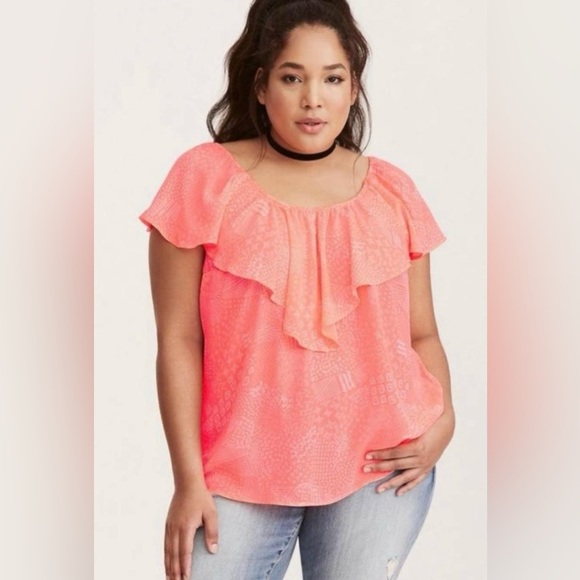 Torrid Neon Ruffle Top - Picture 1 of 5